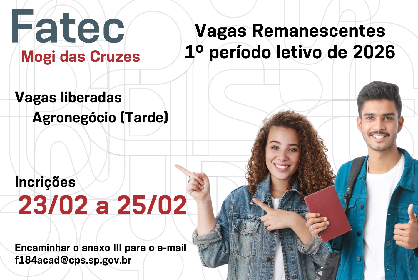 Imagem contendo informação sobre vagas remanescentes.