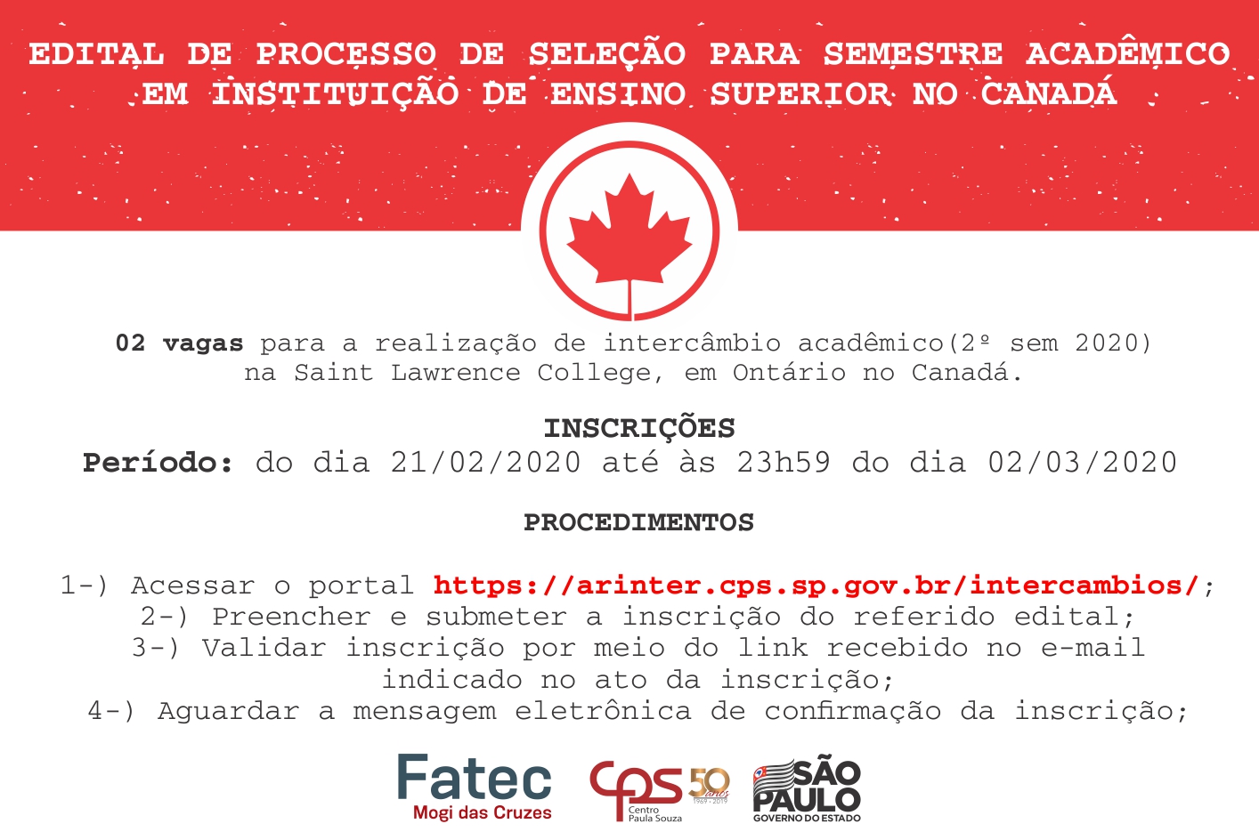 Imagem contendo informações sobre intercambio no Canadá. 