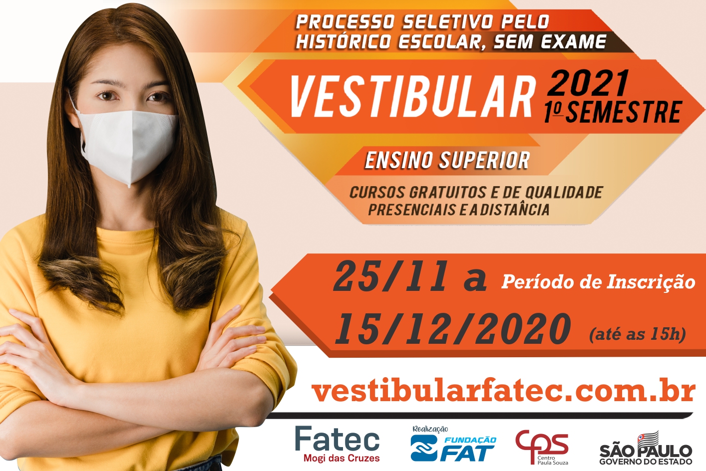 Imagem contendo informações sobre o vestibular fatec - primeiro semestre de 2021