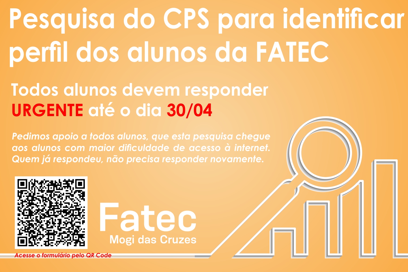 Imagem contendo informações sobre Pesquisa do CPS para identificar perfil dos alunos.