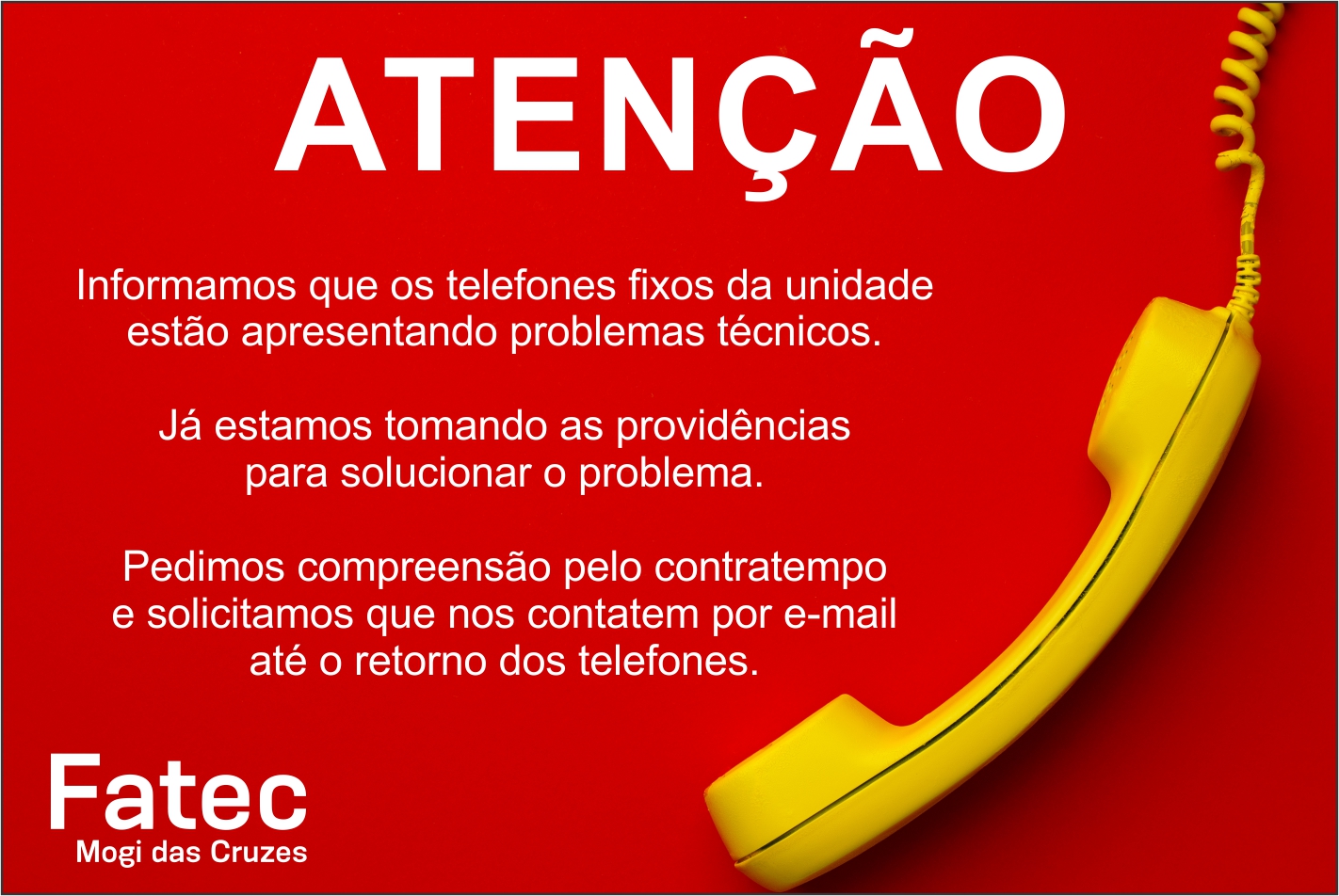 Imagem contendo informação sobre o problema de telefone.