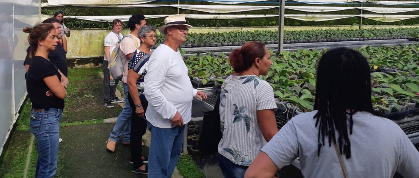  Imagem mostrando alunos do curso de agro na produção de flores. 