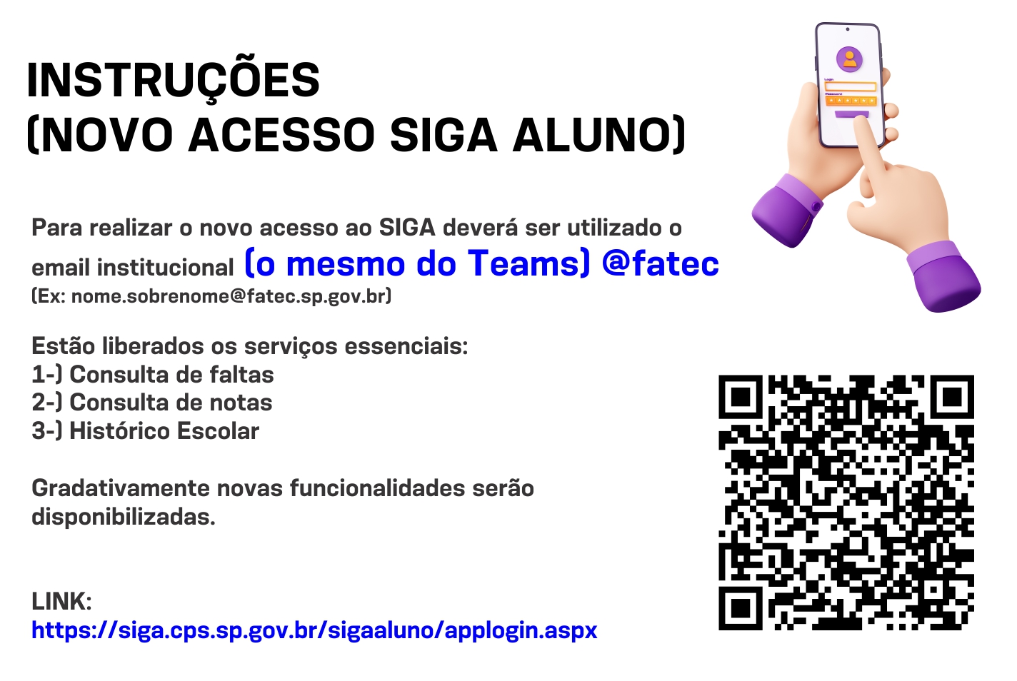 Imagem contendo informação sobre o SIGA aluno.