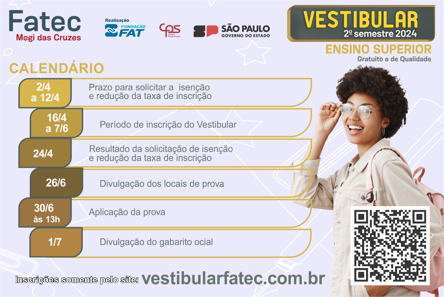 Imagem contendo informação sobre o vestibular.