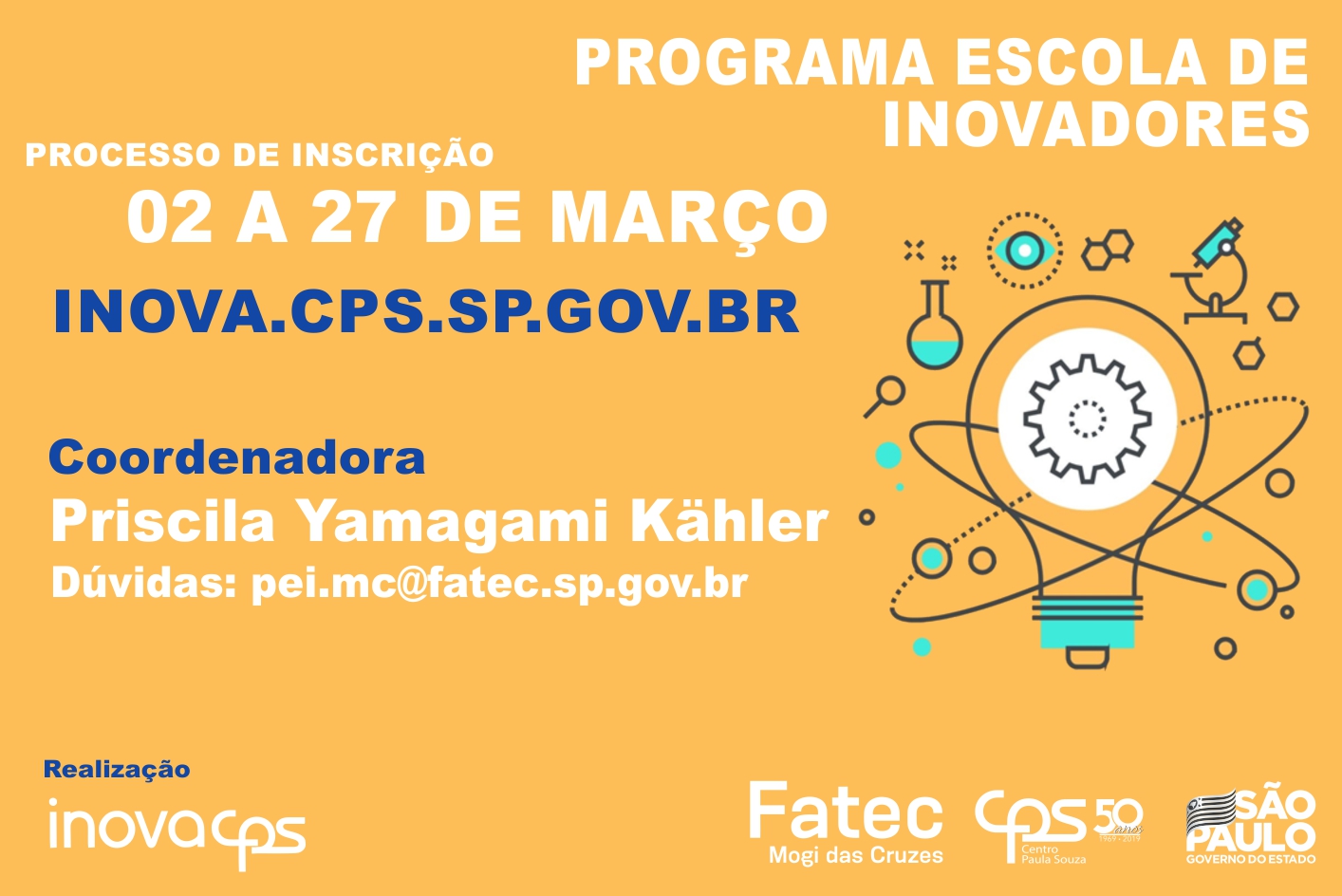 Imagem contendo informações sobre o Programa Escola de Inovadores.